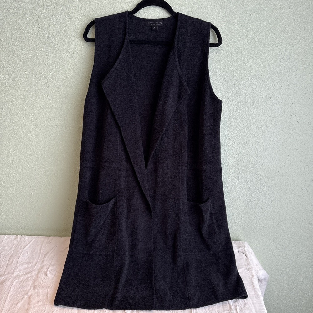 Barefoot Dreams Cozy Chic Ultra Soft Open Front Cardigan W/ Belt Layering M